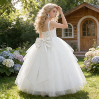 Summer Flower Baptism Party Girls Dress Elegant Petal First Communion Bridesmaid Princess Dresses for Girl Wedding Birthday Gown