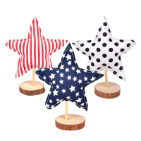 Stylish StarShaped Figurines with Wooden Holder Premium Patriotic Decor for American Independence Day Home Party Table Layout
