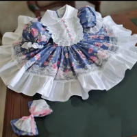 0-12Y Baby Girl Summer Rose Floral Turkish Vintage Lolita Princess Ball Gown Dress for Birthday Holiday Casual Eid B192