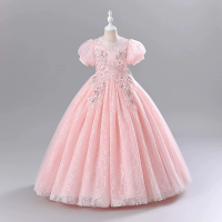 Fashion Flower Girl Dresses for Weddings Mesh Lace Short Sleeve Girls Sequin Dress Summer Children Evening Dresses 3-13 Years