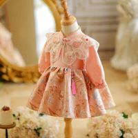 Baby Girl One Year Old Dress New Chinese Style Zhuazhou Banquet Pink Little Princess Dress Baby Long Sleeve Chinese Dress Cheong