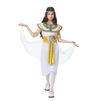 6-12Y Children White Egypt Cleopatra Queen Princess Costume for Girls Long Dress Umorden