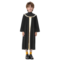 Boys Girls Church Choir Robe Christian Worship Liturgical Praise Dance Costume Long Sleeve Metallic Pleated Pastor Priest Gown