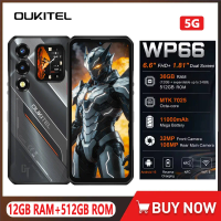OUKITEL WP66 5G Rugged Smartphone, 11000mAh 12GB+512GB 6.6" FHD+1.81"Dual Screen 120Hz,108MP NFC MTK Android 16 5G Mobile Phone