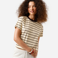Camiseta feminina de algodão listrada amarela