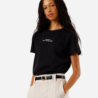 Camiseta feminina de algodão estampada preta