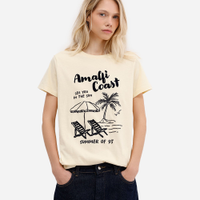 Camiseta feminina de algodão estampada texturizada amarela