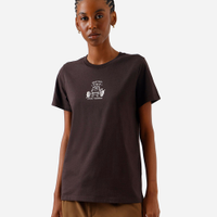 Camiseta feminina de algodão estampada marrom