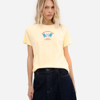 Camiseta feminina de algodão fofoca club amarela