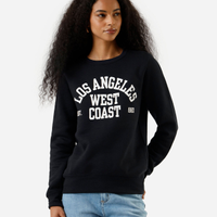 Blusão feminino de moletom estampado preto