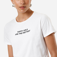 Camiseta feminina de algodão happy girls off white