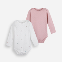 Kit de 2 bodies infantil de algodão manga longa colorido