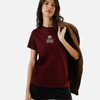 Camiseta feminina com algodão estampada vinho