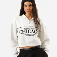 Blusão de moletom feminino chicago off white