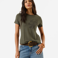 Blusa feminina de viscose manga curta floral verde