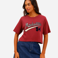 Cropped feminino de algodão manhattan vinho
