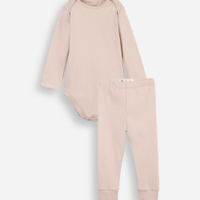 Conjunto body e calça infantil algodão essencial bege