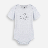 Body infantil de algodão manga curta estampado cinza