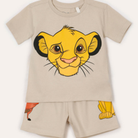 Pijama de algodão infantil simba manga curta bege