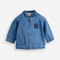 Jaqueta bomber infantil jeans com bordado azul