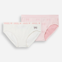 Kit de 2 calcinhas infantis de poliamida angel rosa