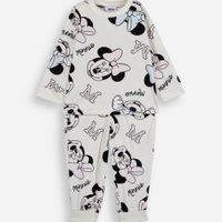 Pijama longo infantil de fleece minnie off white
