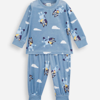 Pijama longo infantil de fleece bluey azul