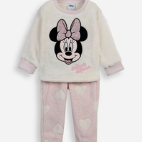 Pijama infantil de pelúcia minnie off white