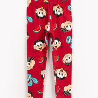 Calça legging infantil mônica vermelho