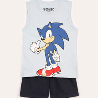 Conjunto infantil curto sonic azul