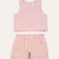 Conjunto infantil de algodão regata e short rosa