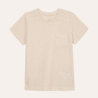 Camiseta infantil com linho e bolso bege