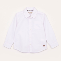 Camisa de algodão infantil manga longa branco