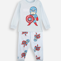 Pijama longo infantil de algodão capitão américa azul