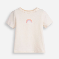 Camiseta infantil de algodão arco íris bege