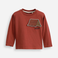 Blusa de algodão infantil manga longa snoopy vermelha