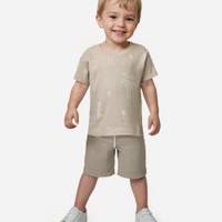 Camiseta infantil texturizada coqueiros bege