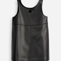 Vestido evasê infantil de poliuretano preto