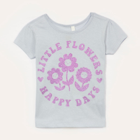 Blusa infantil manga curta little flowers azul claro