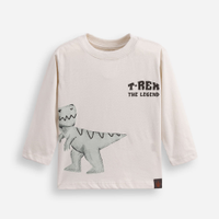 Camiseta infantil manga longa t rex bege