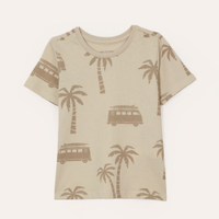Camiseta de algodão infantil coqueiro bege