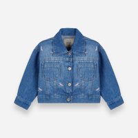 Jaqueta infantil jeans com laços bordados azul