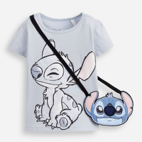 Blusa infantil com bolsinha Stitch azul