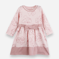 Vestido infantil de algodão manga longa minnie rosa