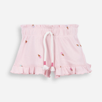Short infantil de algodão com babado sorvete canelado rosa