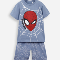 Pijama curto infantil de algodão homem aranha azul