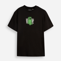 Camiseta de algodão juvenil manga curta minecraft preta