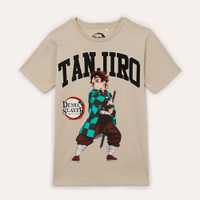 Camiseta juvenil demon slayer tanjiro manga curta bege