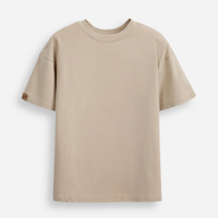 Camiseta oversized juvenil de algodão básica bege