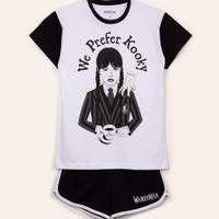 Pijama juvenil de algodão wandinha branco